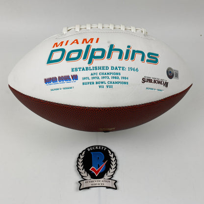 Autographed/Signed Tyreek Hill Miami Dolphins Full Size F/S White Panel Logo Football Beckett BAS COA