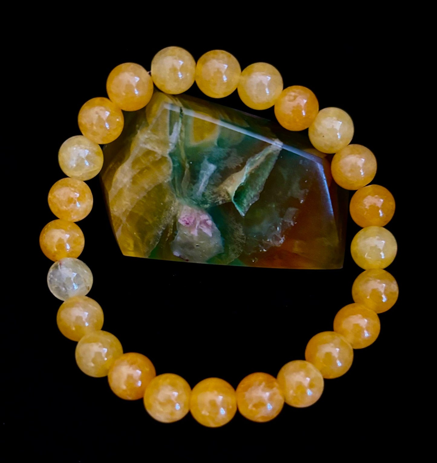 Orange Agate Beaded Bracelet – 8mm Natural Stones (Medium to Large Wrists)