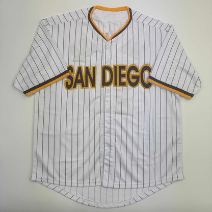 Autographed/Signed Manny Machado San Diego Pinstripe Baseball Jersey Beckett BAS COA