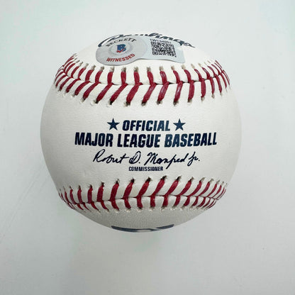 Autographed/Signed Ronald Acuna Jr. "2023 NL MVP" Rawlings Official Major League ROML Baseball Beckett BAS COA