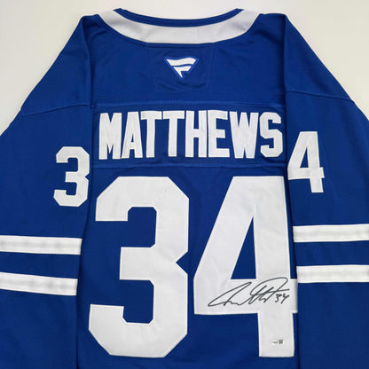 Autographed/Signed Auston Matthews Toronto Maple Leafs Authentic Blue Hockey Jersey Fanatics COA