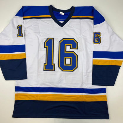 Autographed/Signed Brett Hull St. Louis White Hockey Jersey JSA COA