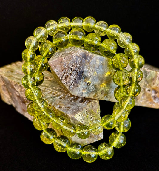 Reiki-Infused Natural Green Peridot Bracelet for Abundance, Heart Chakra Renewal & Fresh Beginnings (8mm & 10mm)