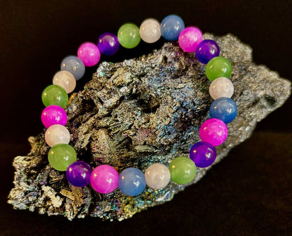 Cosmic Skittles Bracelet – 8mm Rainbow Energy for Balance, Strength & Healing (Small to Medium Wrists)