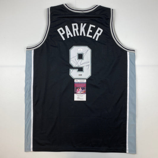 Autographed/Signed Tony Parker San Antonio Black Basketball Jersey JSA COA