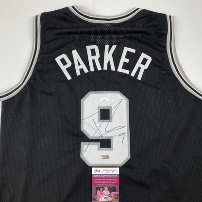 Autographed/Signed Tony Parker San Antonio Black Basketball Jersey JSA COA