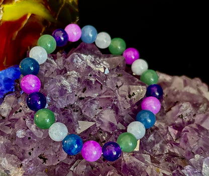 Cosmic Skittles Bracelet – 8mm Rainbow Energy for Balance, Strength & Healing (Small to Medium Wrists)