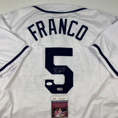 Autographed/Signed Wander Franco Tampa Bay White Baseball Jersey JSA COA