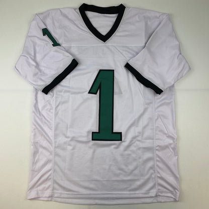 Autographed/Signed Jalen Hurts #1 Philadelphia White Football Jersey JSA COA