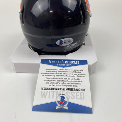Autographed/Signed Brian Urlacher Chicago Bears Mini Football Helmet Beckett BAS COA
