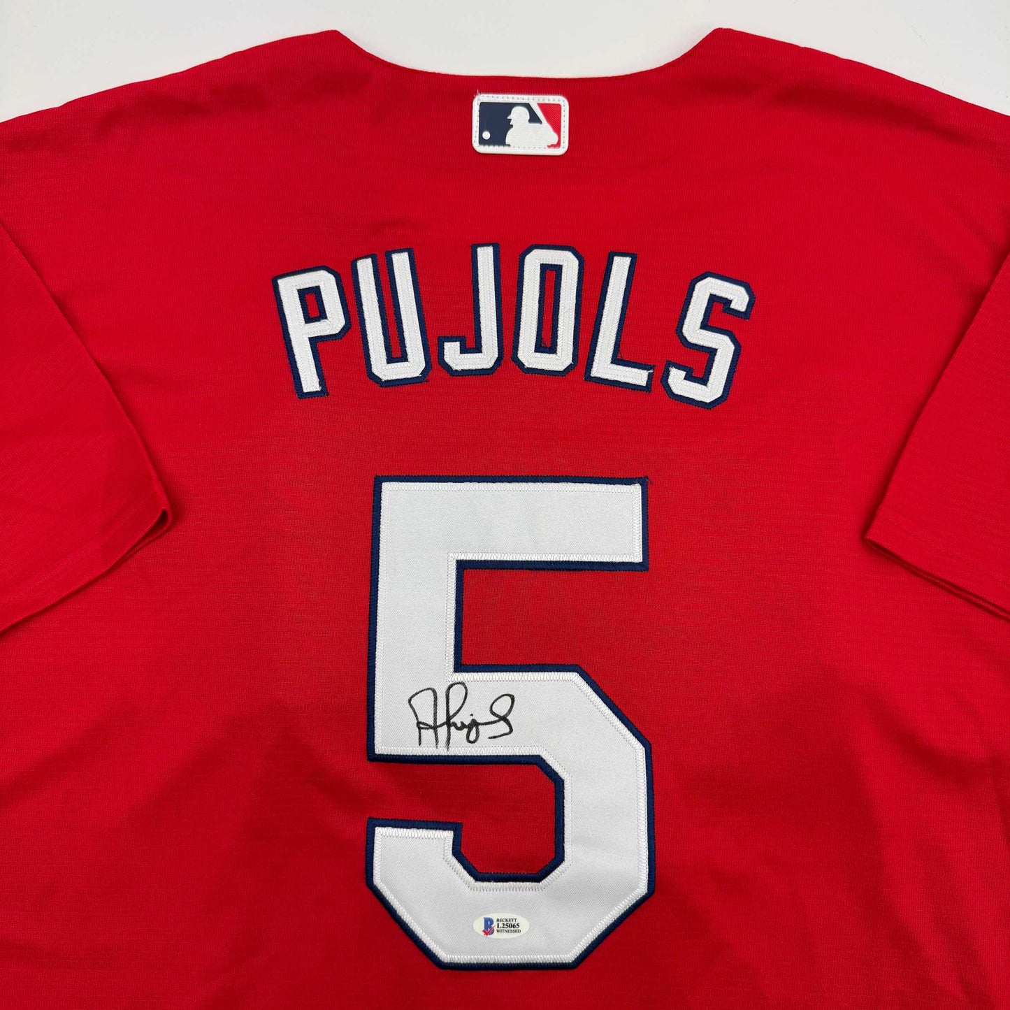 Autographed/Signed Albert Pujols St. Louis Red Baseball Jersey Beckett BAS COA