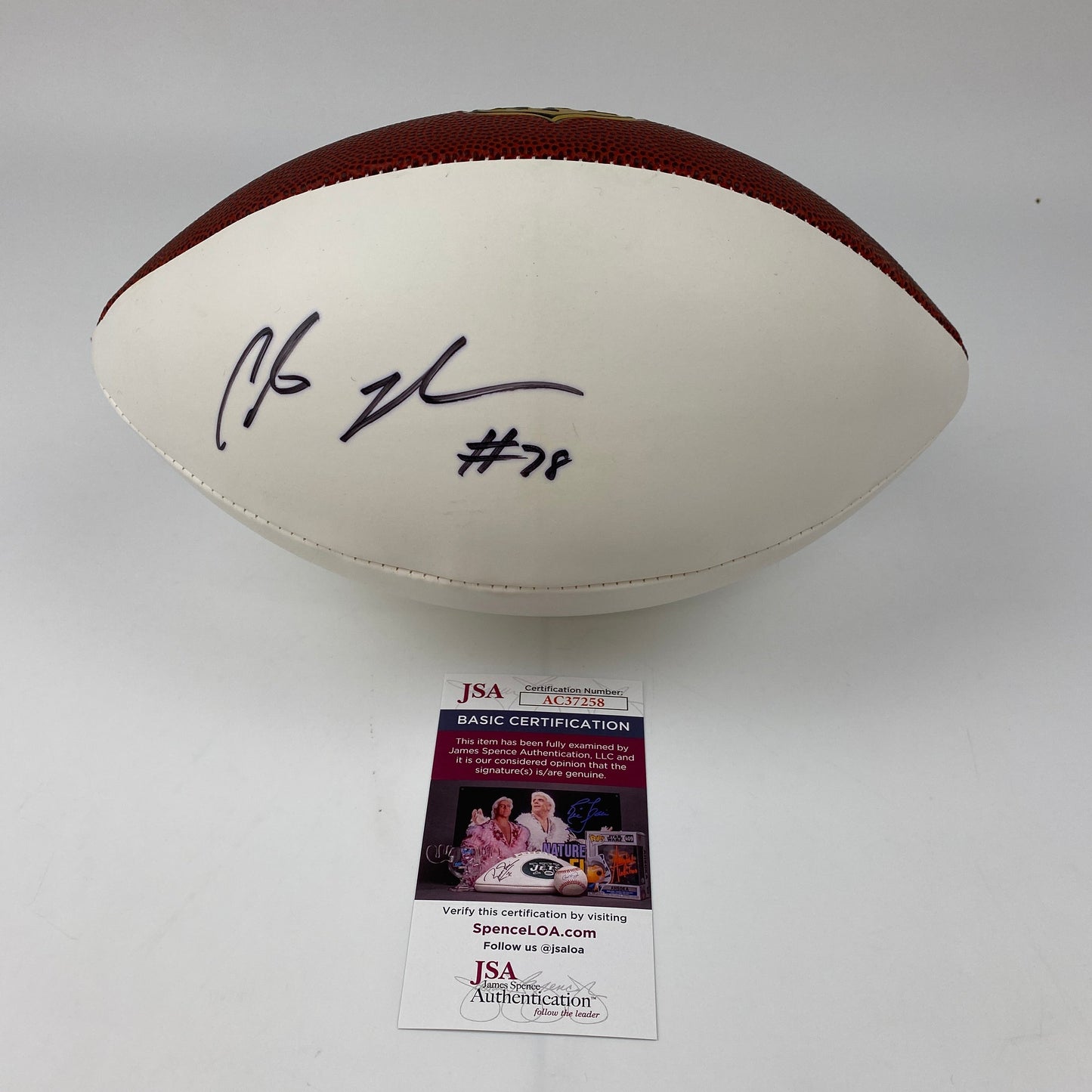 Autographed/Signed Chris Johnson Tennessee Titans Full Size FS F/S White Panel Wilson Football JSA COA