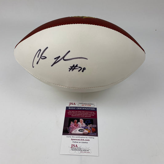 Autographed/Signed Chris Johnson Tennessee Titans Full Size FS F/S White Panel Wilson Football JSA COA