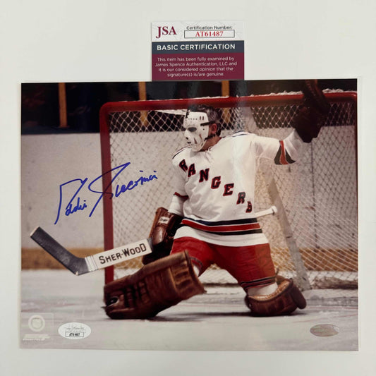 Autographed/Signed Eddie Giacomin New York Rangers 8x10 Hockey Photo JSA COA