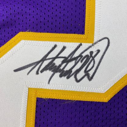 Autographed/Signed Adrian Peterson Minnesota Purple Football Jersey Beckett BAS COA