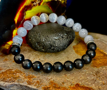 Protection Intention Bracelet – Shungite & Selenite Energy Bracelet