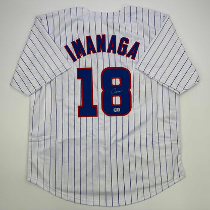 Autographed/Signed Shota Imanaga Chicago Pinstripe Baseball Jersey Beckett BAS COA