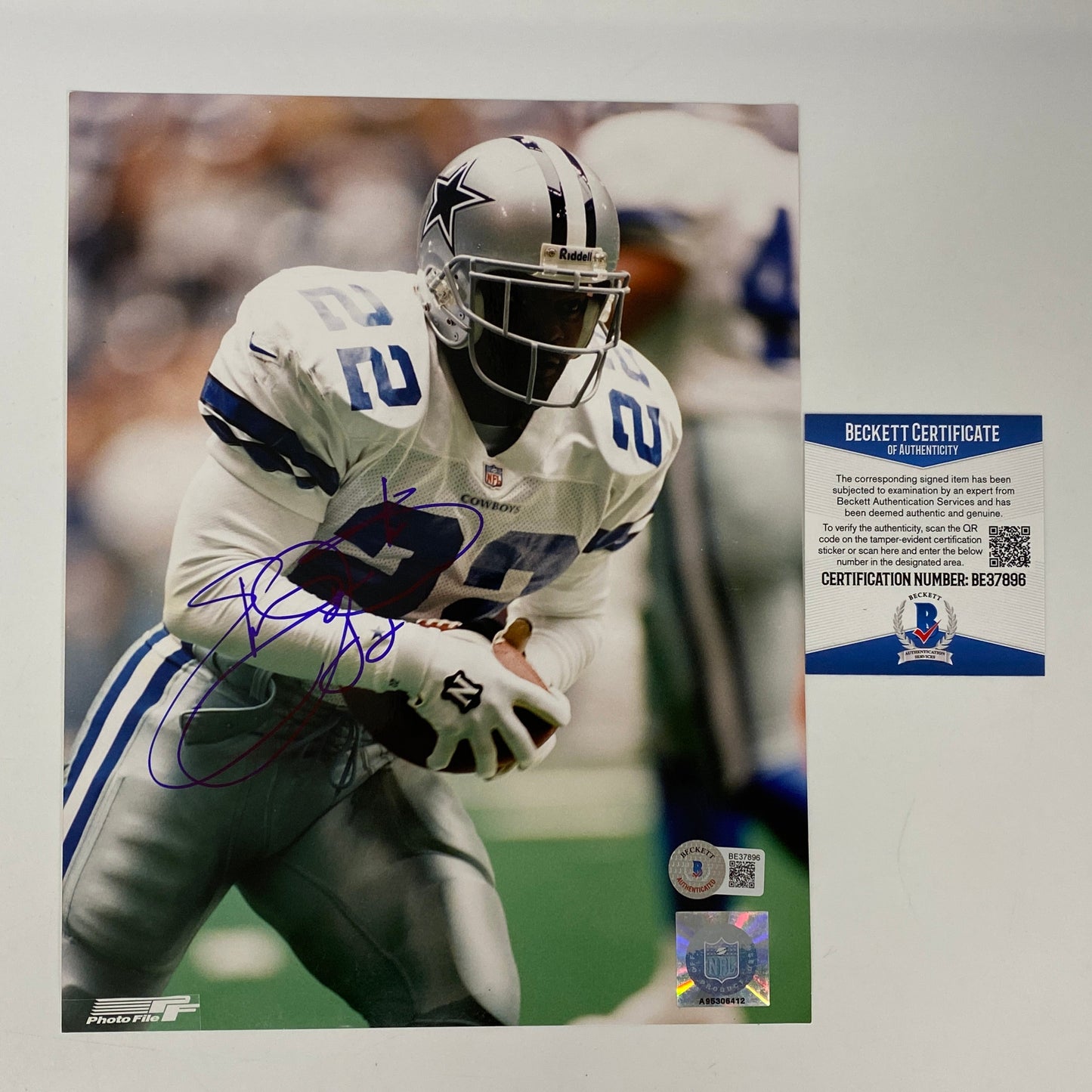 Autographed/Signed Emmitt Smith Dallas Cowboys 8x10 Football Photo Beckett BAS COA #2