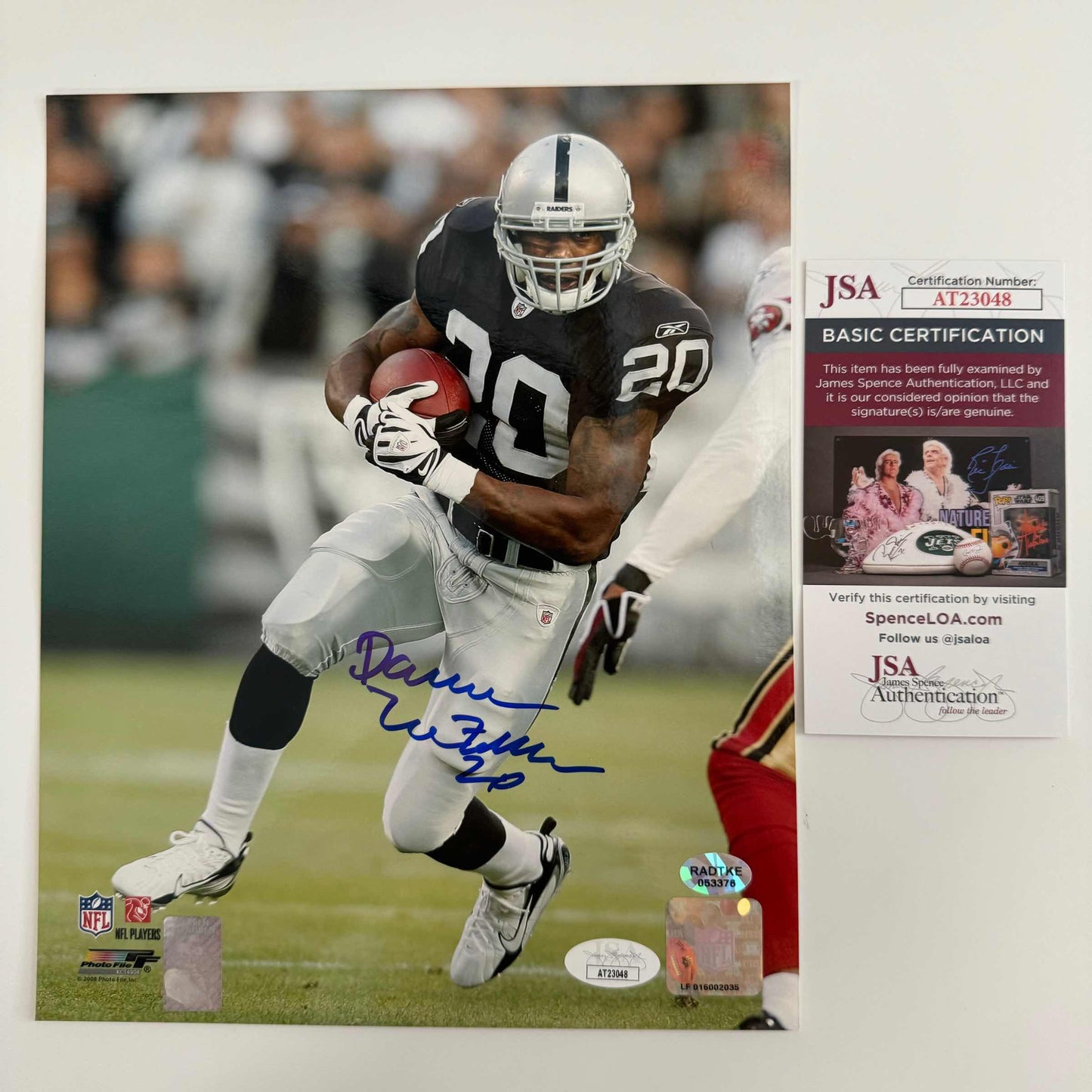 Autographed/Signed Darren McFadden Oakland Raiders 8x10 Football Photo JSA COA #2