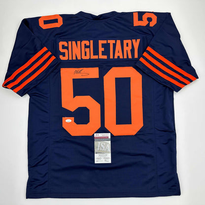 Autographed/Signed Mike Singletary Chicago Retro Blue Color Rush Football Jersey JSA COA