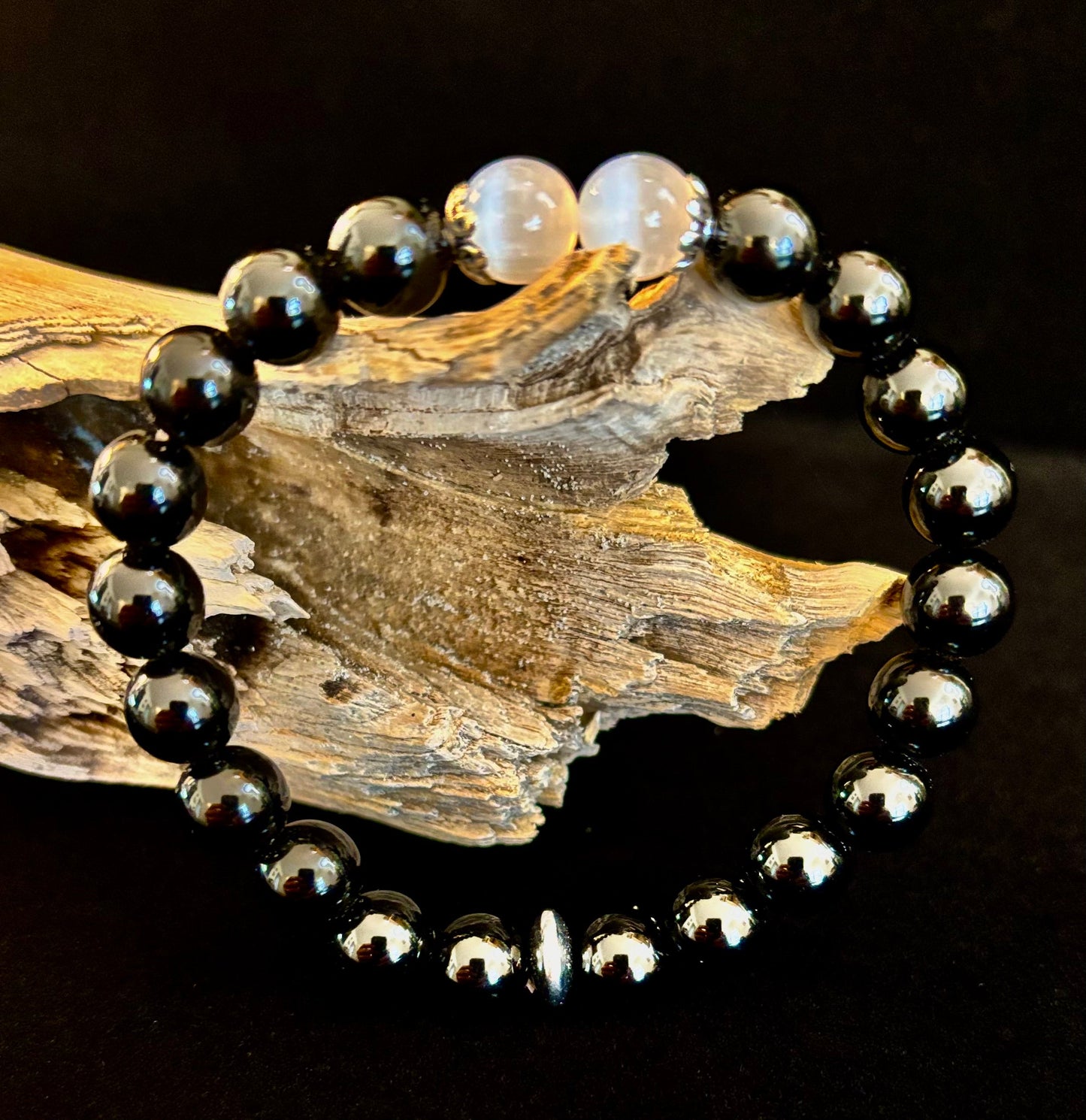 Energy Shield Bracelet – Black Obsidian & Selenite Protection Bracelet