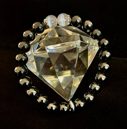 Energy Shield Bracelet – Black Obsidian & Selenite Protection Bracelet