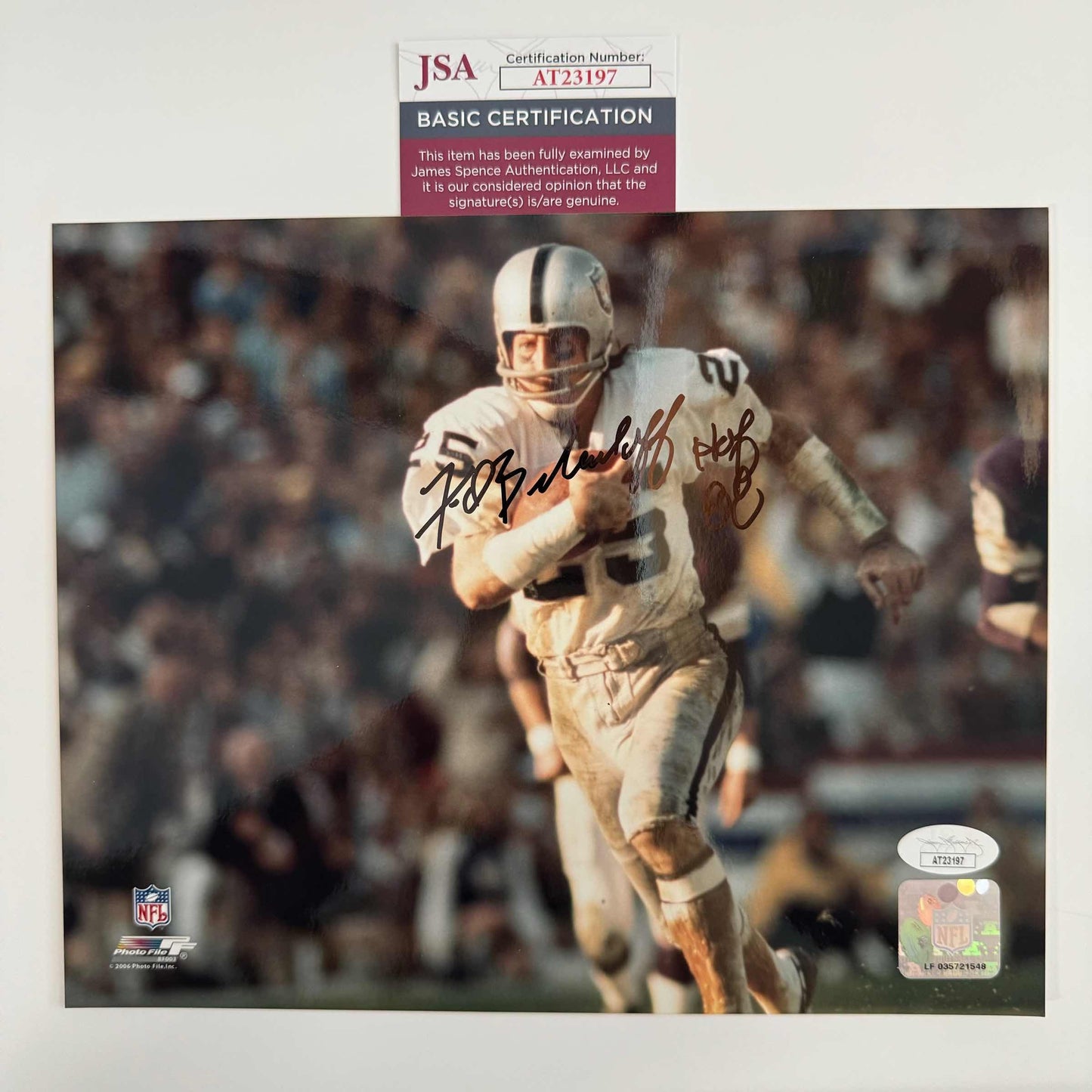 Autographed/Signed Fred Biletnikoff Oakland Raiders 8x10 Football Photo JSA COA #3