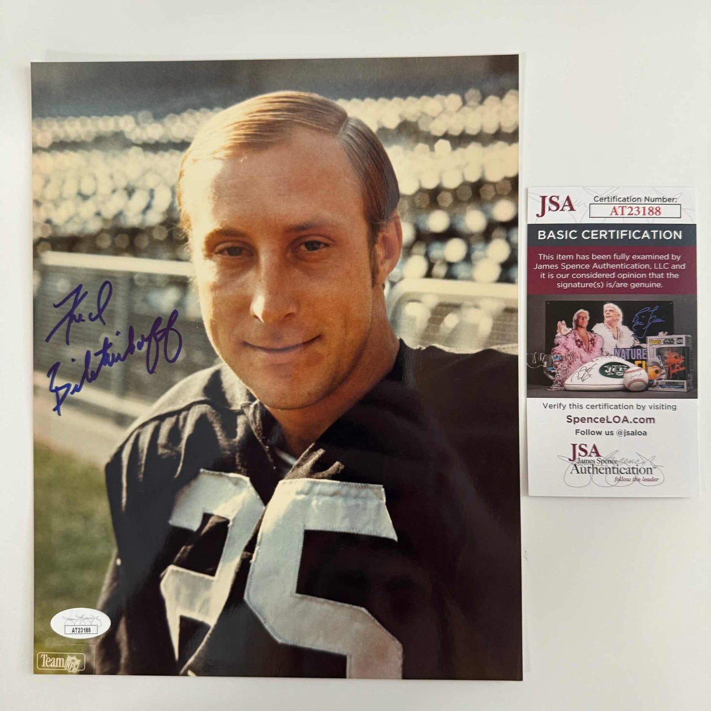 Autographed/Signed Fred Biletnikoff Oakland Raiders 8x10 Football Photo JSA COA #2