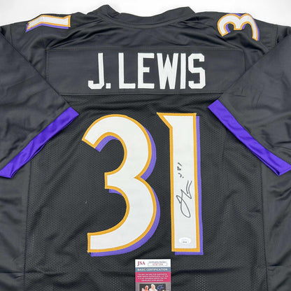 Autographed/Signed Jamal Lewis Baltimore Black Football Jersey JSA COA
