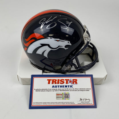 Autographed/Signed Champ Bailey Denver Broncos Mini Football Helmet Tristar COA