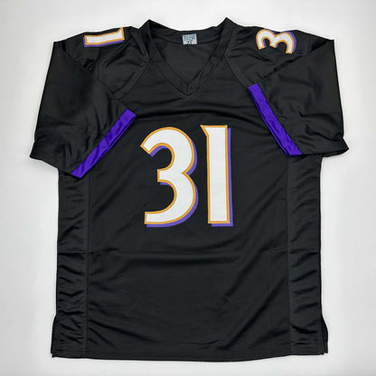 Autographed/Signed Jamal Lewis Baltimore Black Football Jersey JSA COA