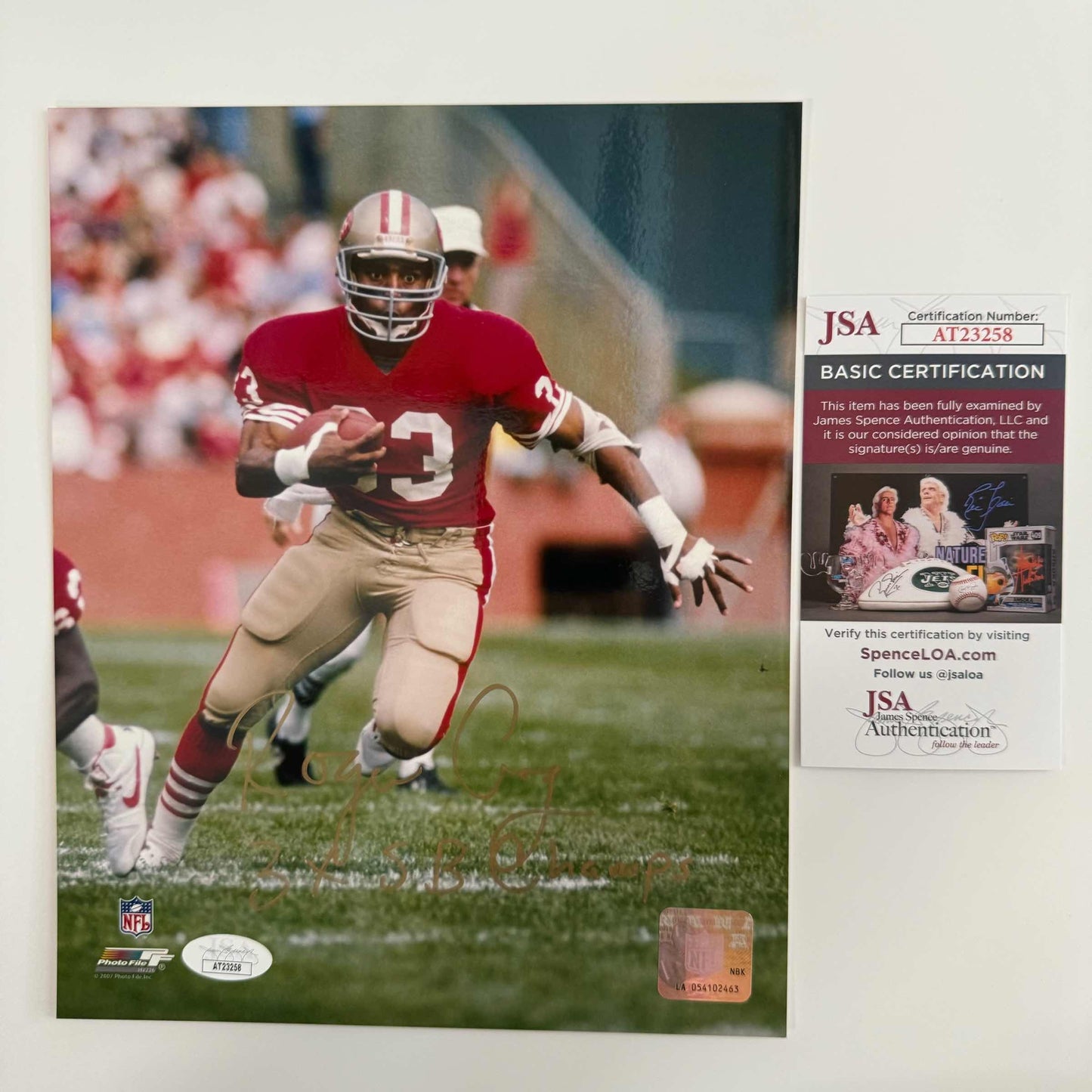 Autographed/Signed Roger Craig San Francisco 49ers 8x10 Football Photo JSA COA