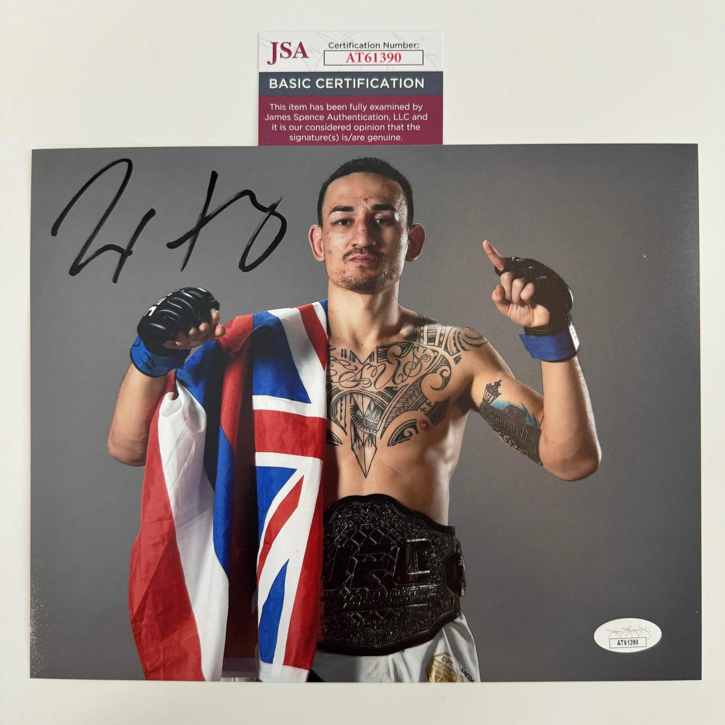 Autographed/Signed Max Holloway UFC MMA Black Fighting 8x10 Photo JSA COA #2
