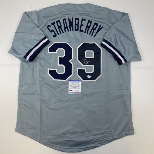 Autographed/Signed Darryl Strawberry New York Grey Baseball Jersey PSA/DNA COA