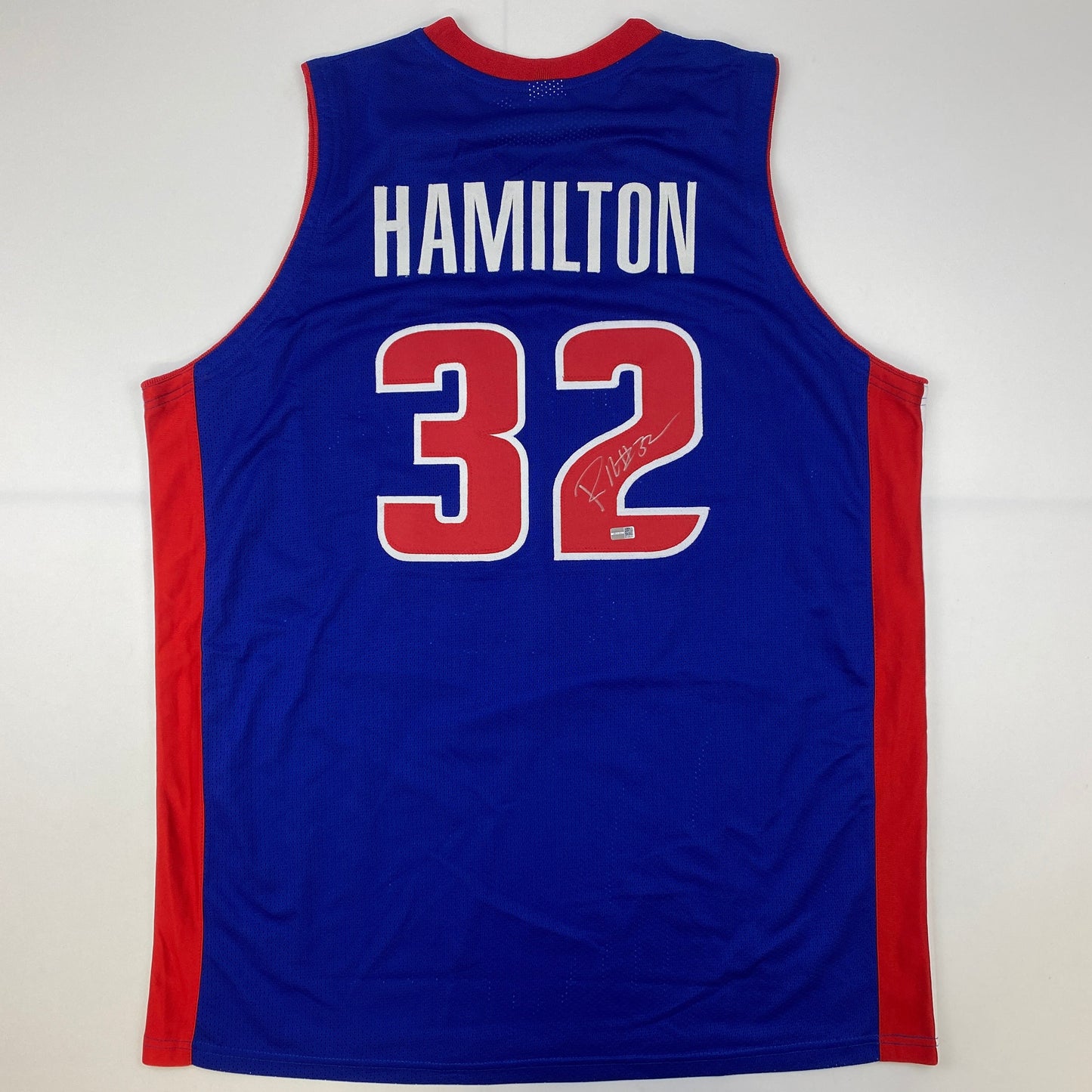 Autographed/Signed Richard Rip Hamilton Detroit Blue Basketball Jersey Steiner COA