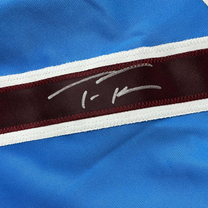 Autographed/Signed Trea Turner Philadelphia Blue Retro Baseball Jersey Beckett BAS COA