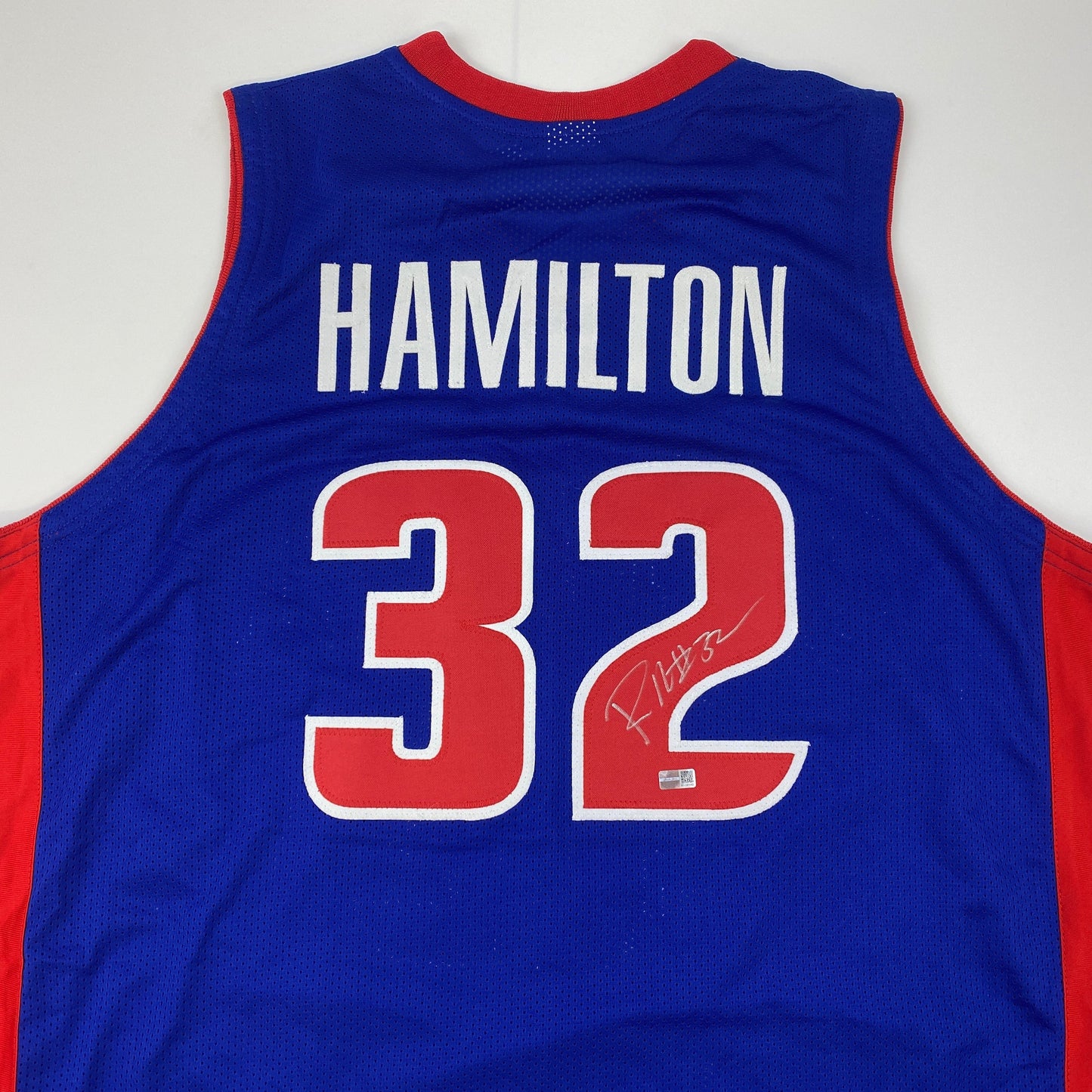 Autographed/Signed Richard Rip Hamilton Detroit Blue Basketball Jersey Steiner COA