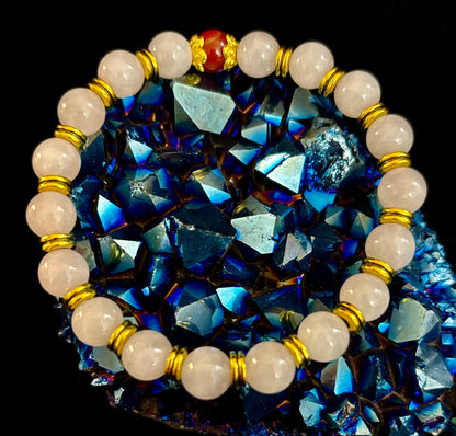 Love Surrounds You Bracelet – Rose Quartz & Banded Carnelian with Gold Accents