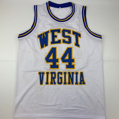 Autographed/Signed Jerry West West Virginia White College Basketball Jersey JSA COA