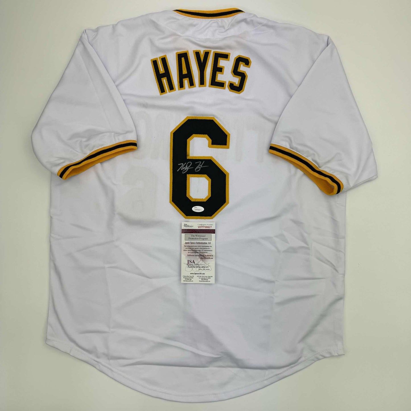 Autographed/Signed Ke'Bryan Hayes Pittsburgh White Baseball Jersey Beckett BAS COA #2