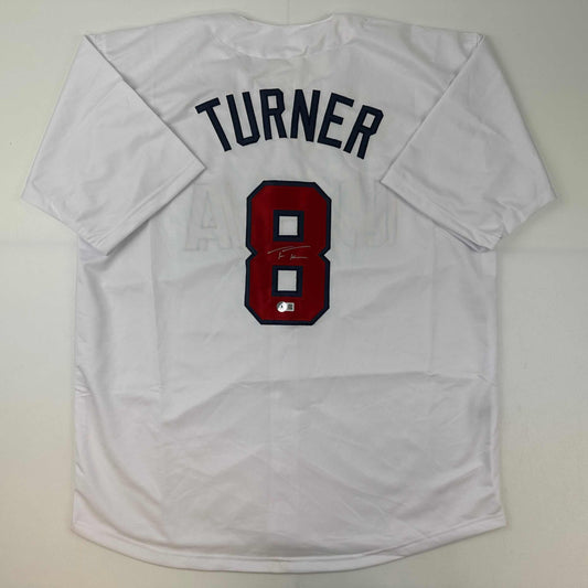 Autographed/Signed Trea Turner United States USA White World Baseball Classic WBC Jersey Beckett BAS COA