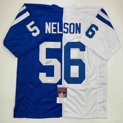 Autographed/Signed Quenton Nelson Indianapolis Blue/White Split Football Jersey JSA COA
