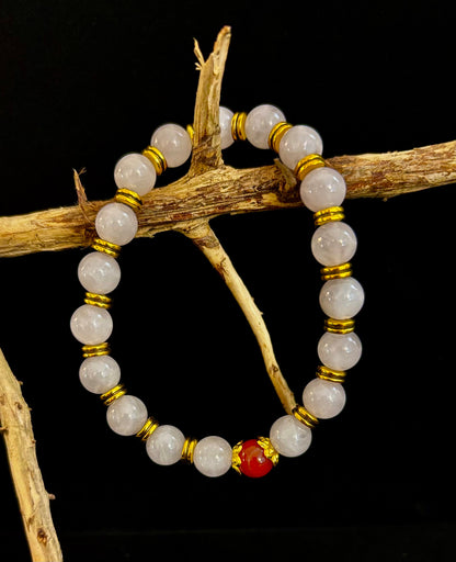 Love Surrounds You Bracelet – Rose Quartz & Banded Carnelian with Gold Accents