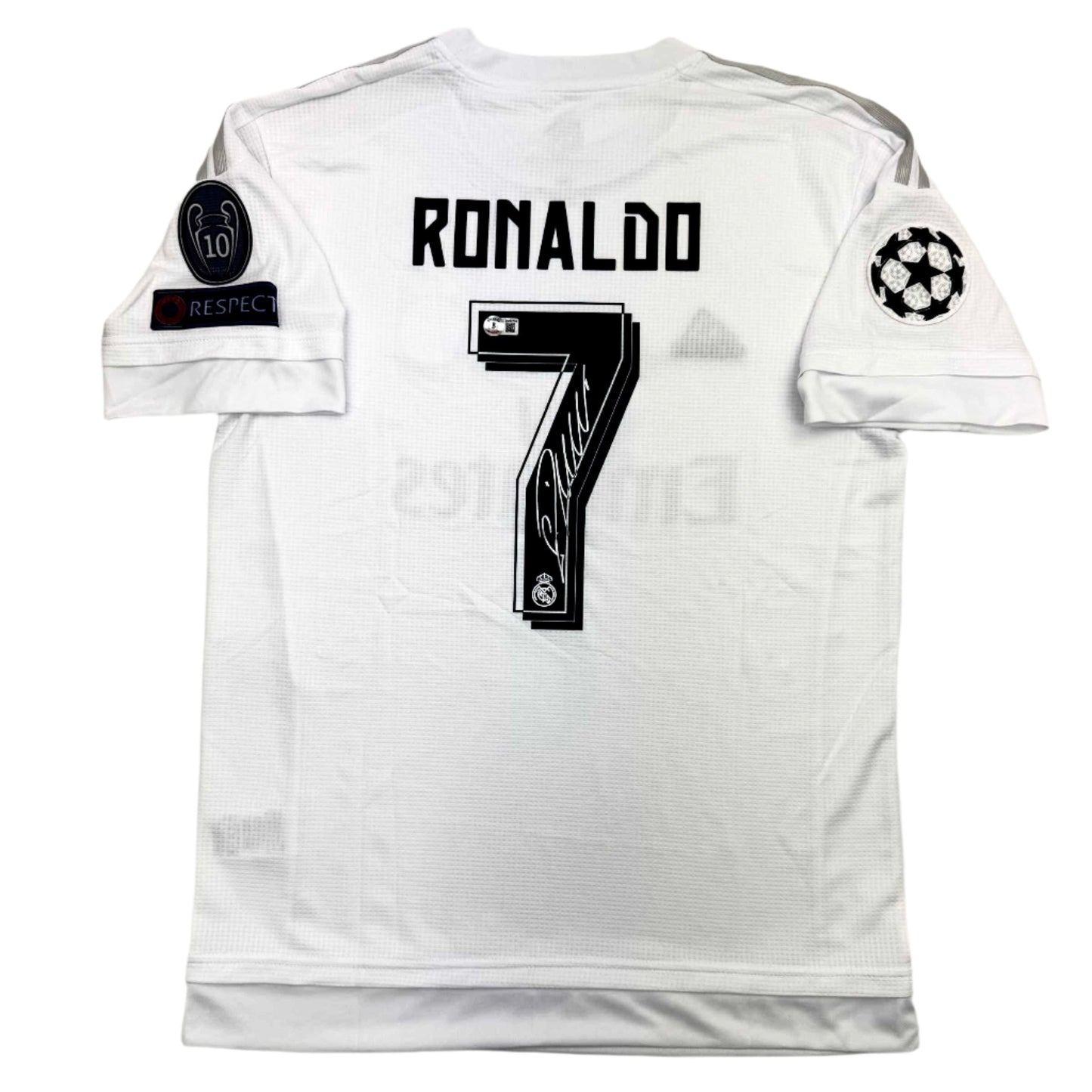 Autographed/Signed Cristiano Ronaldo Real Madrid White Soccer Jersey Beckett BAS COA