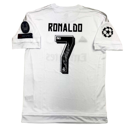 Autographed/Signed Cristiano Ronaldo Real Madrid White Soccer Jersey Beckett BAS COA