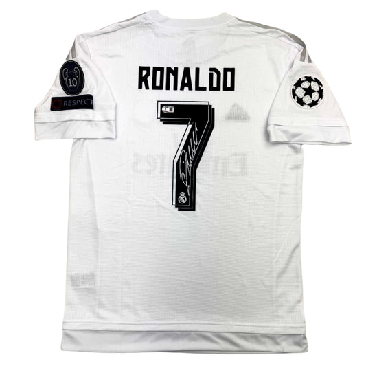 Autographed/Signed Cristiano Ronaldo Real Madrid White Soccer Jersey Beckett BAS COA