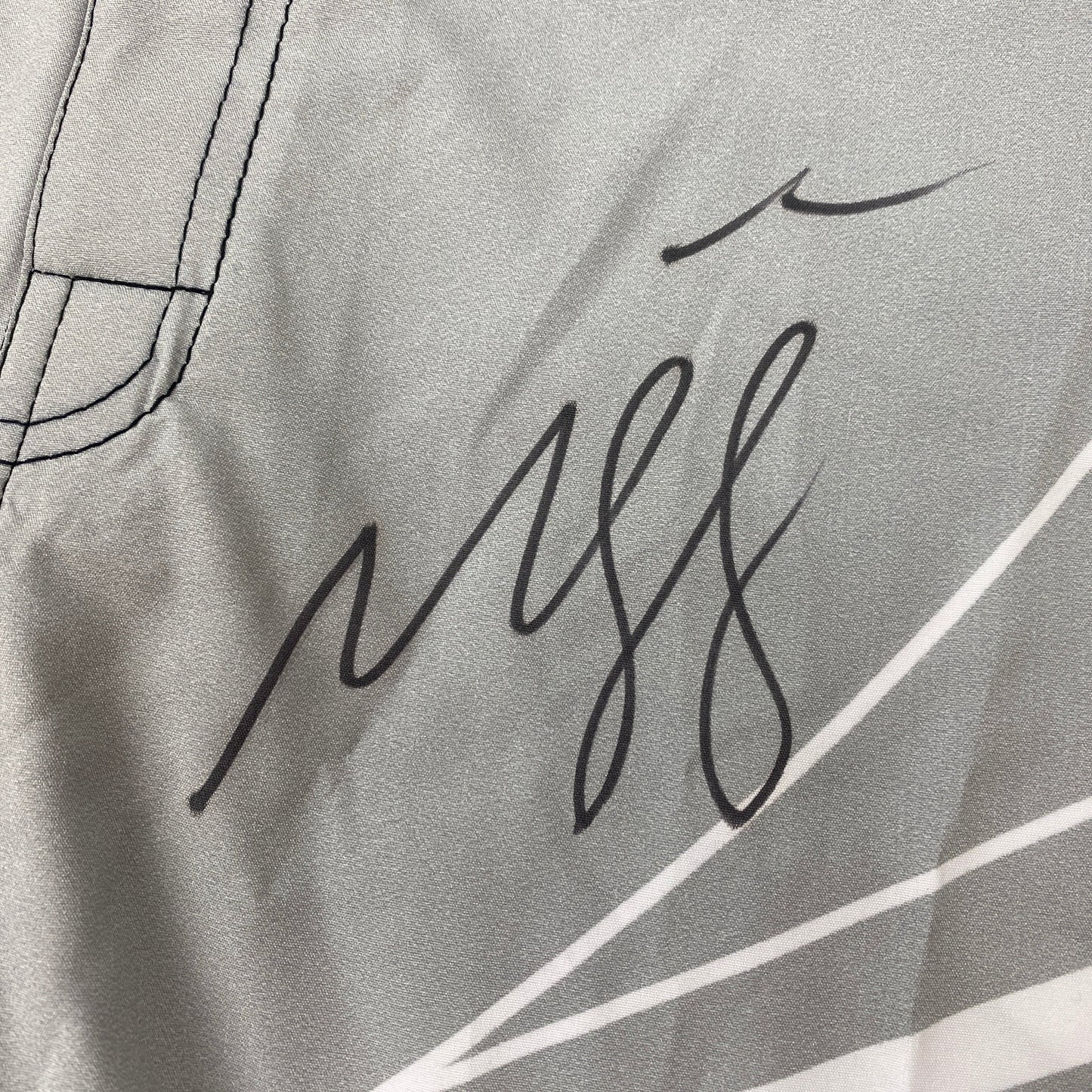 Autographed/Signed Khamzat Borz Chimaev UFC MMA Ultimate Fighting Grey Trunks PSA/DNA COA