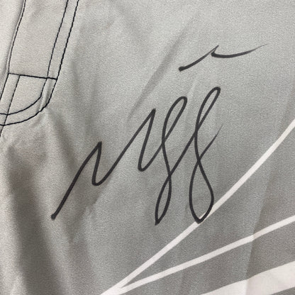 Autographed/Signed Khamzat Borz Chimaev UFC MMA Ultimate Fighting Grey Trunks PSA/DNA COA