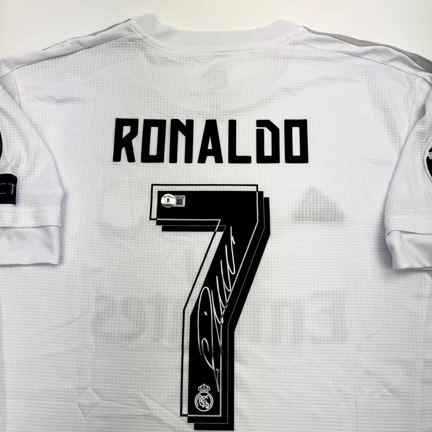 Autographed/Signed Cristiano Ronaldo Real Madrid White Soccer Jersey Beckett BAS COA