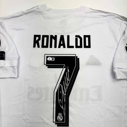 Autographed/Signed Cristiano Ronaldo Real Madrid White Soccer Jersey Beckett BAS COA